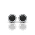 Black & White Diamond Halo Earrings For Women's In Variant Metal - 2.40 Carat