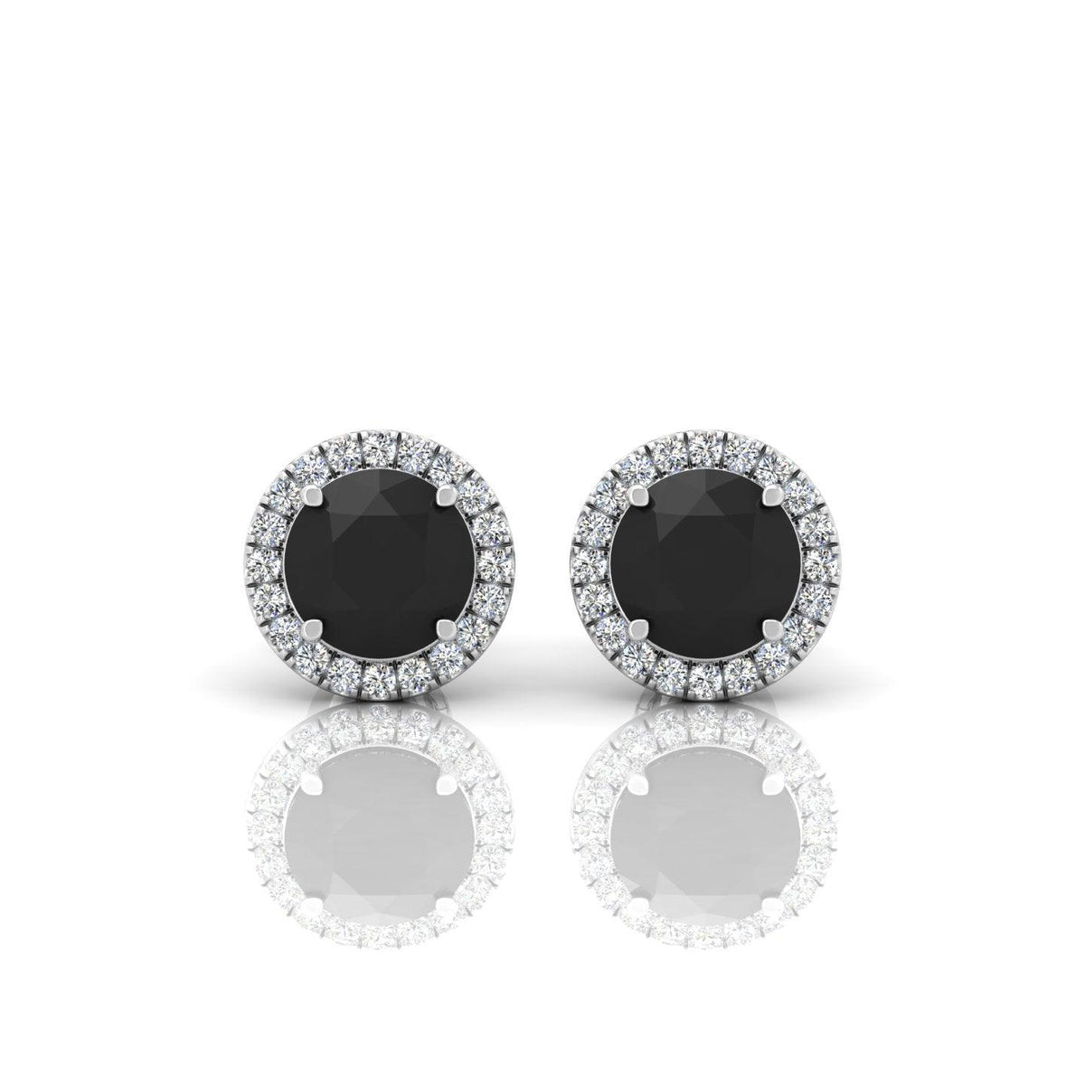 Black & White Diamond Halo Earrings For Women's In Variant Metal - 2.40 Carat