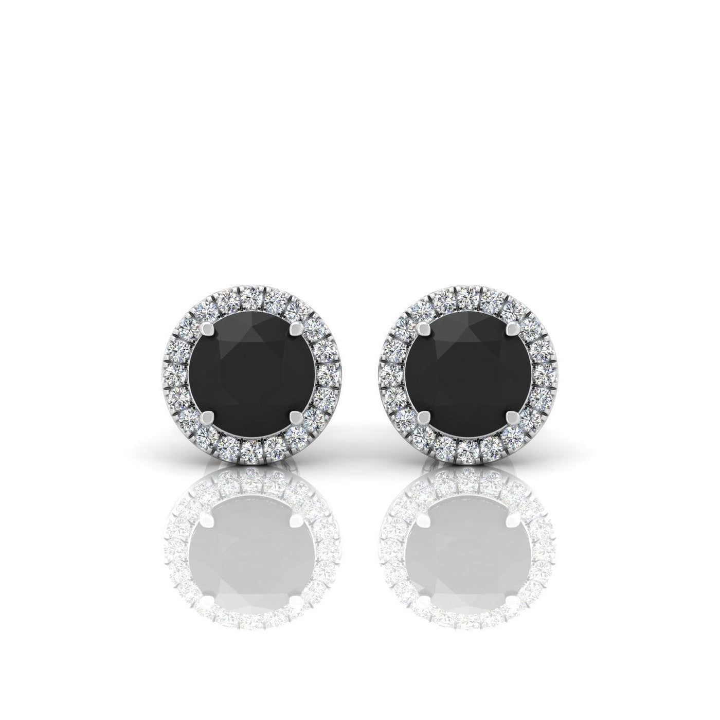 Black & White Diamond Halo Earrings For Women's In Variant Metal - 2.40 Carat