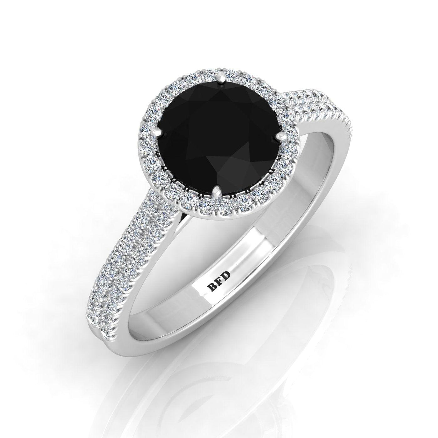 Black Diamond Halo Engagement Ring Women's Diamond Ring - 2.10 Carat