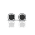 Classic Black Cushion & White Diamond Halo Earrings - 1.80 Carat
