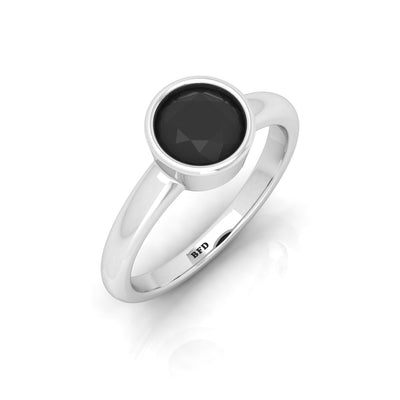 Great Offer..! Bezel Set Black Diamond Solitaire Engagement Ring - 1.00 carat