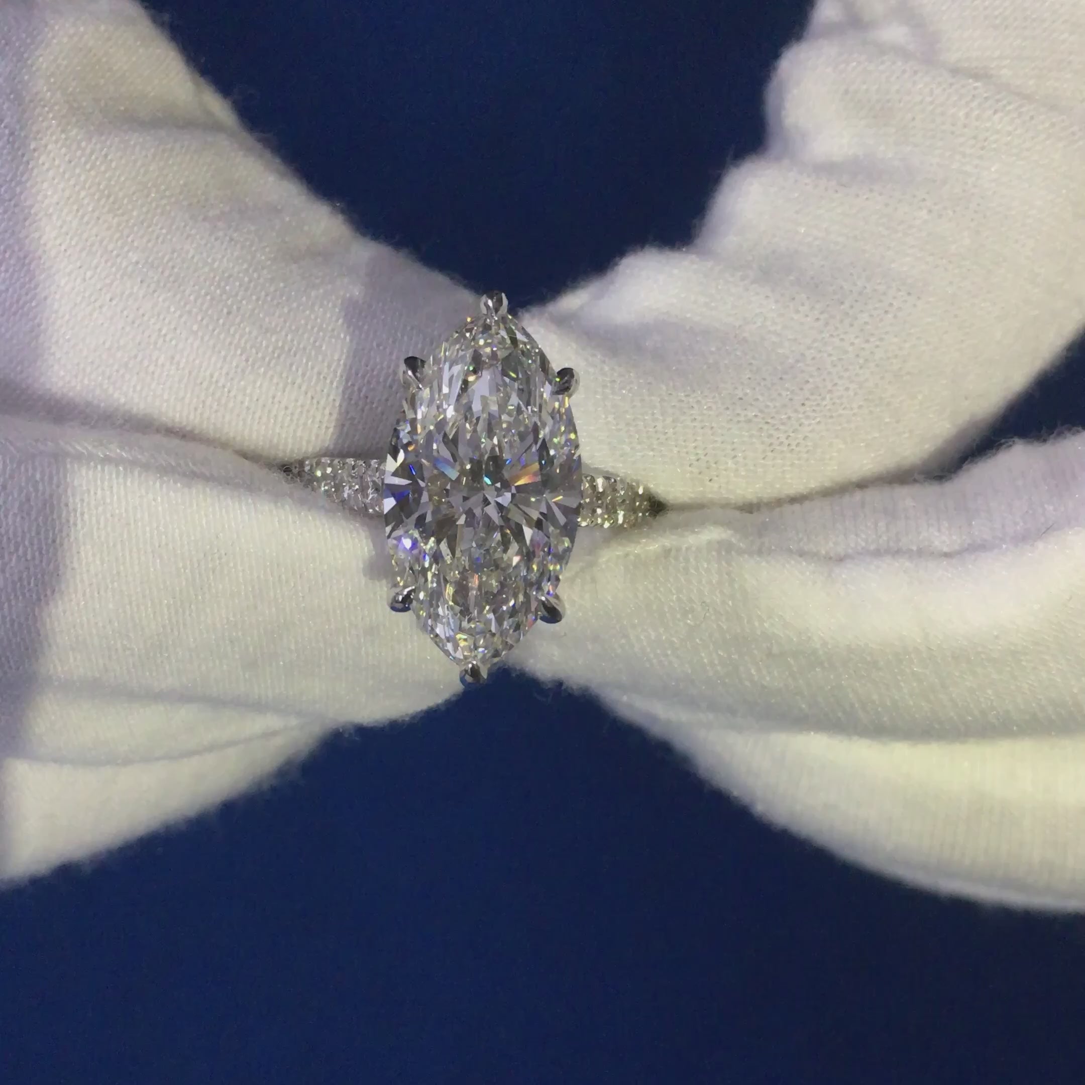 IGI Certified Huge 5.50Ct Marquise Diamond Engagement Ring Platinum