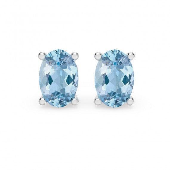 Natural 2.00 Ct Aquamarine Stud Earring in White Gold