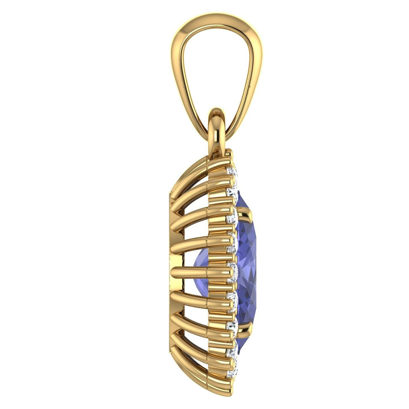 AAA 1.60 Ct Oval Tanzanite & 0.40 Ct Diamond Halo Pendant