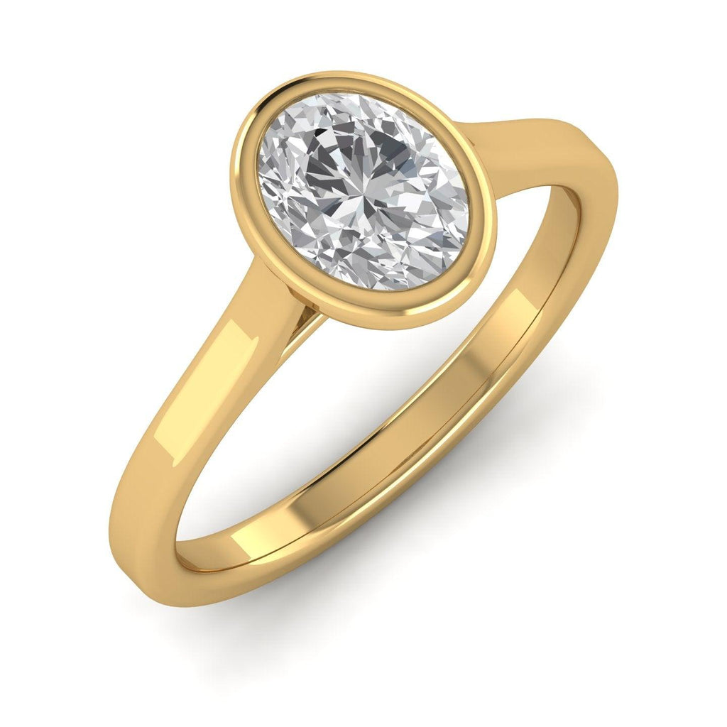 18k Yellow Gold All Shape Comfort Fit Bezel Set Solitaire Engagement Ring