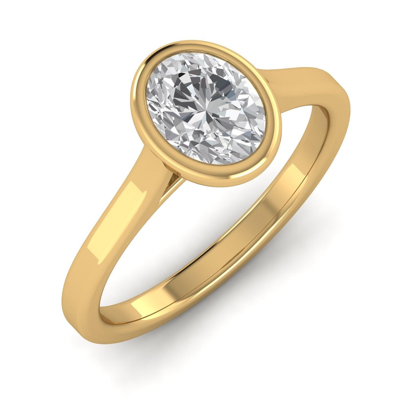 18k Yellow Gold All Shape Comfort Fit Bezel Set Solitaire Engagement Ring