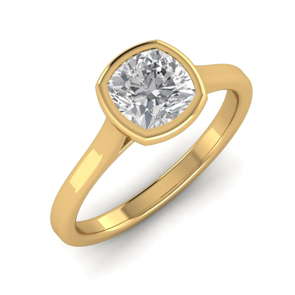 18k Yellow Gold All Shape Comfort Fit Bezel Set Solitaire Engagement Ring