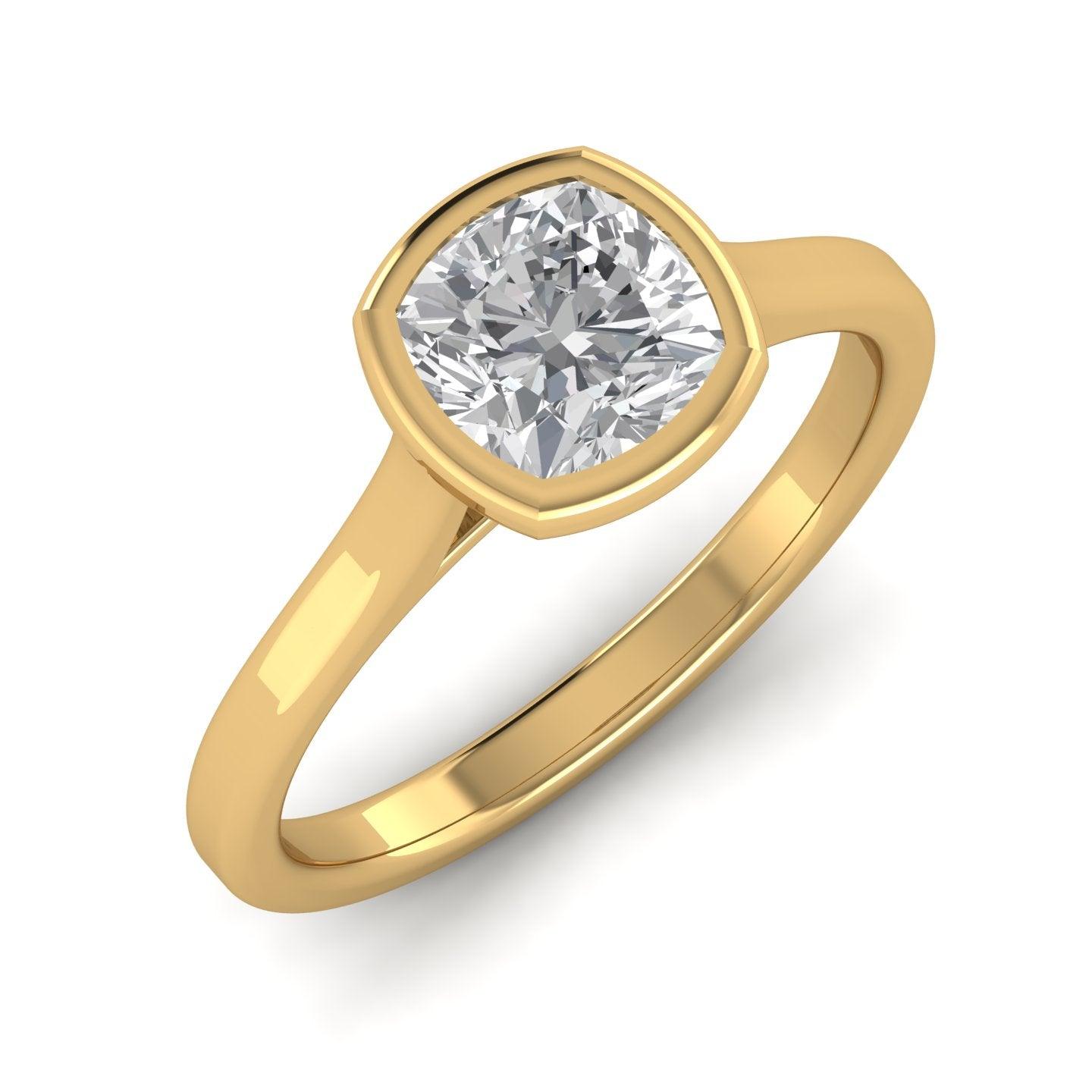 18k Yellow Gold All Shape Comfort Fit Bezel Set Solitaire Engagement Ring