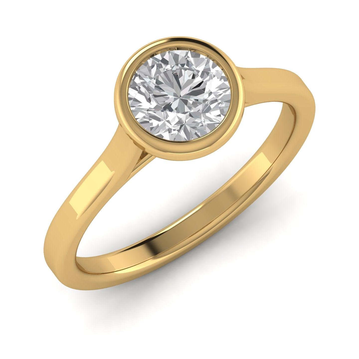 18k Yellow Gold All Shape Comfort Fit Bezel Set Solitaire Engagement Ring