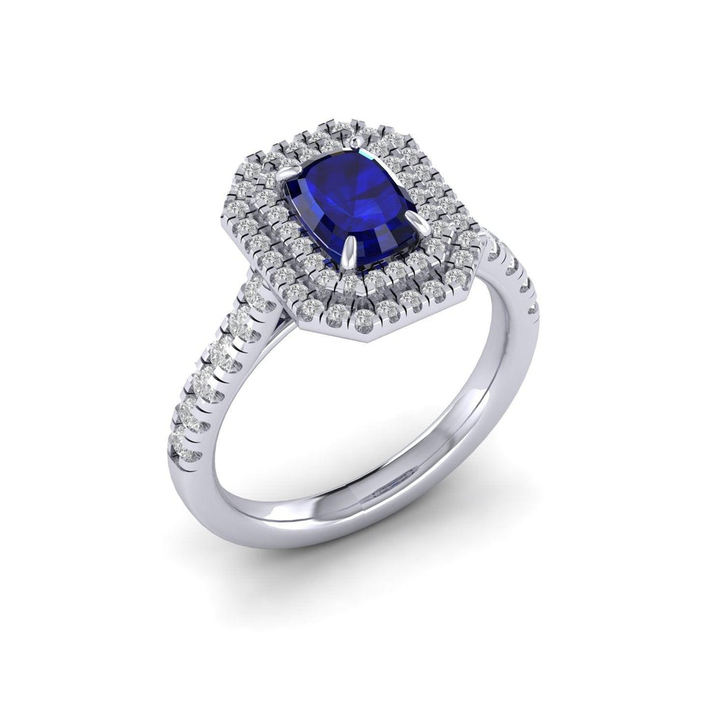 Special Deal..! 2.50Ct Tanzanite Long Cushion & Diamond Double Halo Engagement Ring