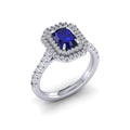 Special Deal..! 2.50Ct Tanzanite Long Cushion & Diamond Double Halo Engagement Ring