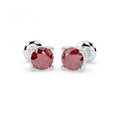 100% Natural 1.00 Ct Ruby Stud Earring , In Gold