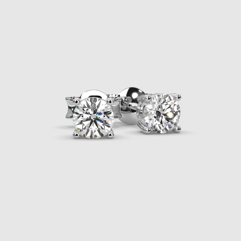 Best Gift ! D/VVS Round Diamond Stud Earrings in White Gold - 0.25 - 0.50Carat