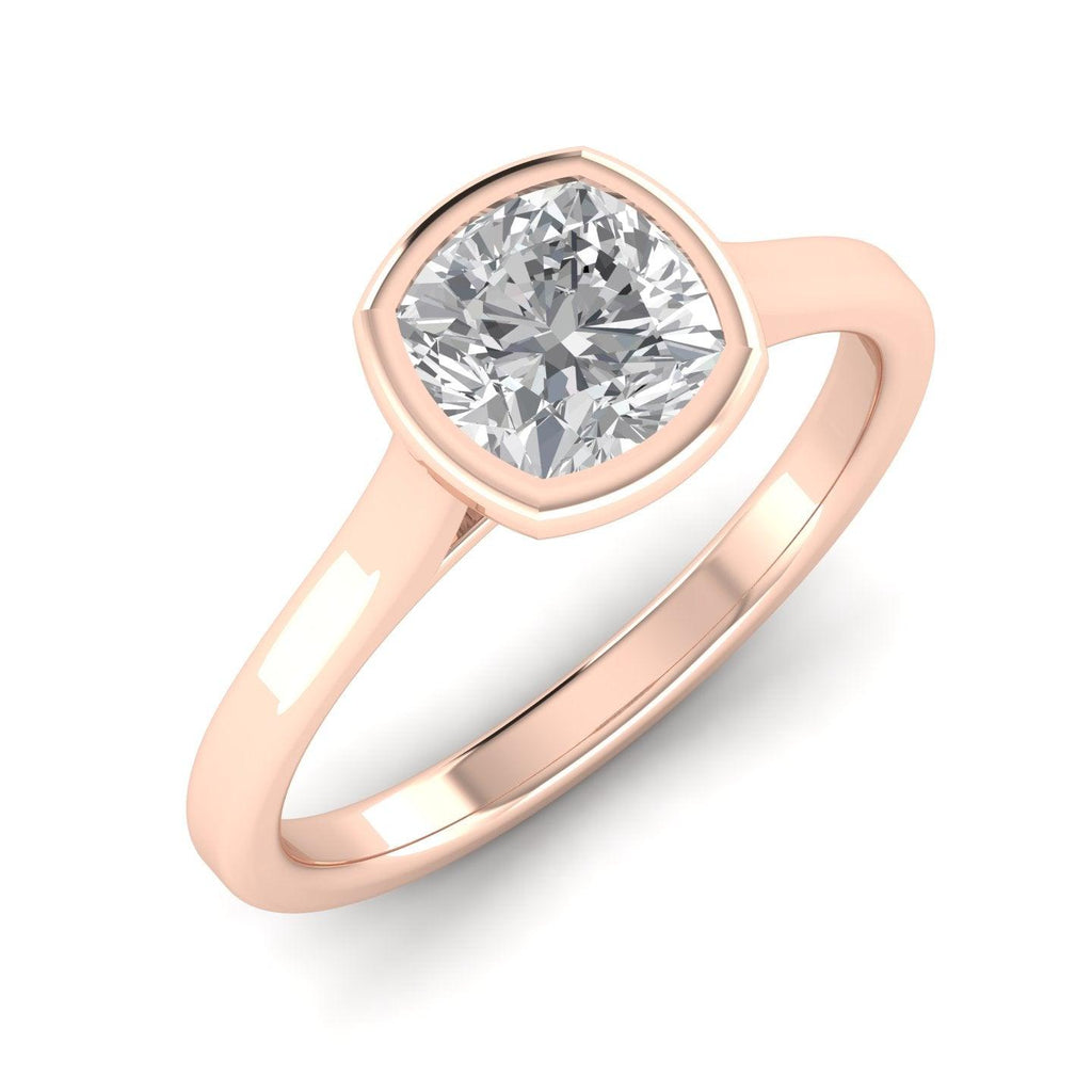 Comfort Fit Bezel Set Diamond Solitaire Engagement Ring Rose Gold