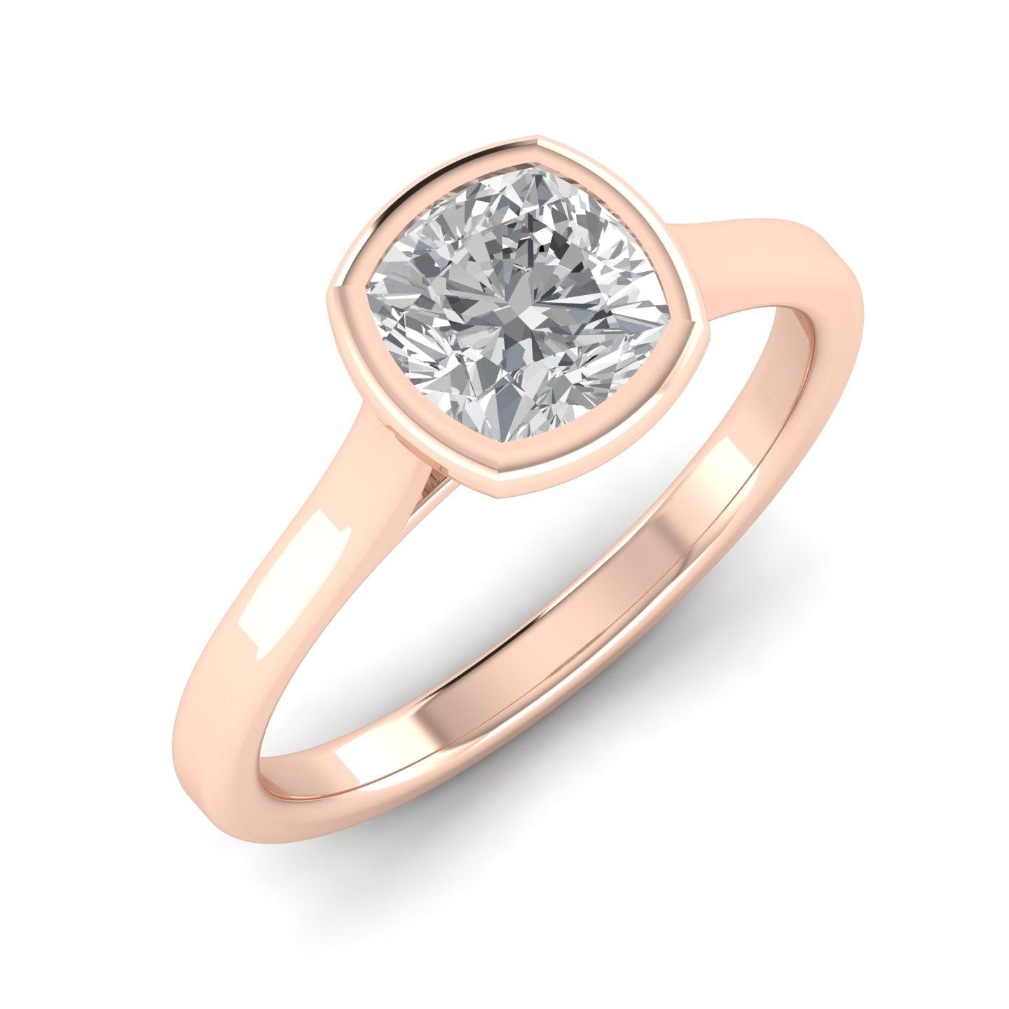 Comfort Fit Bezel Set Diamond Solitaire Engagement Ring Rose Gold