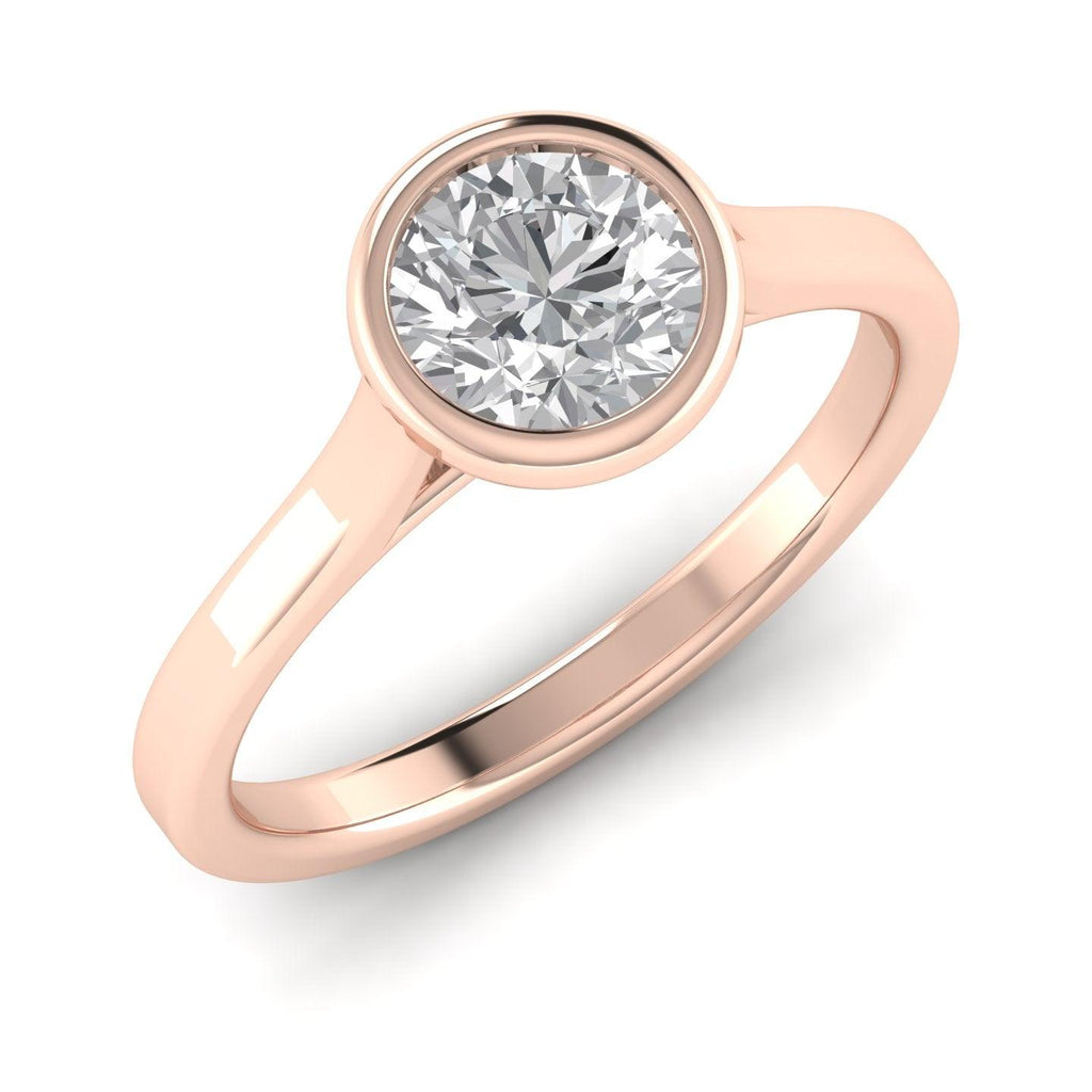 Comfort Fit Bezel Set Diamond Solitaire Engagement Ring Rose Gold