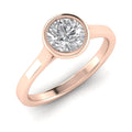 Comfort Fit Bezel Set Diamond Solitaire Engagement Ring Rose Gold