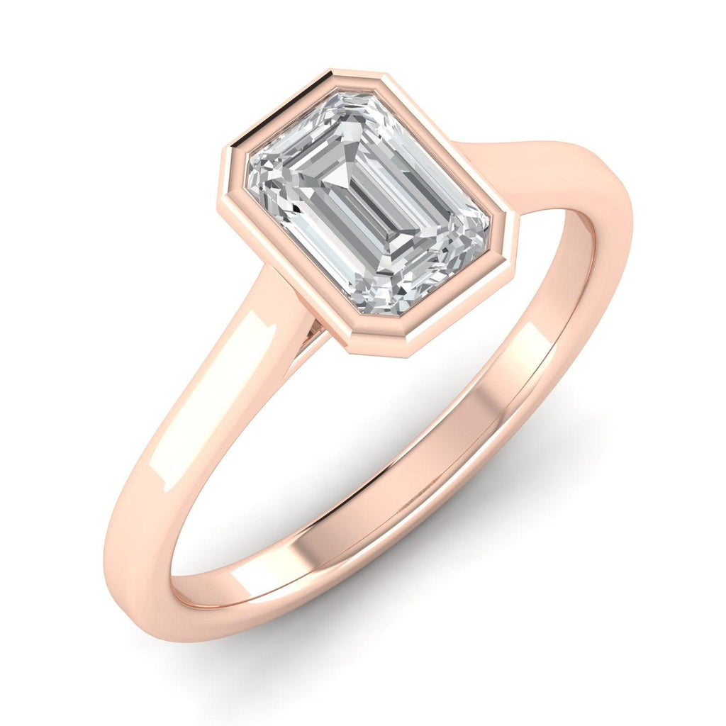 Comfort Fit Bezel Set Diamond Solitaire Engagement Ring Rose Gold
