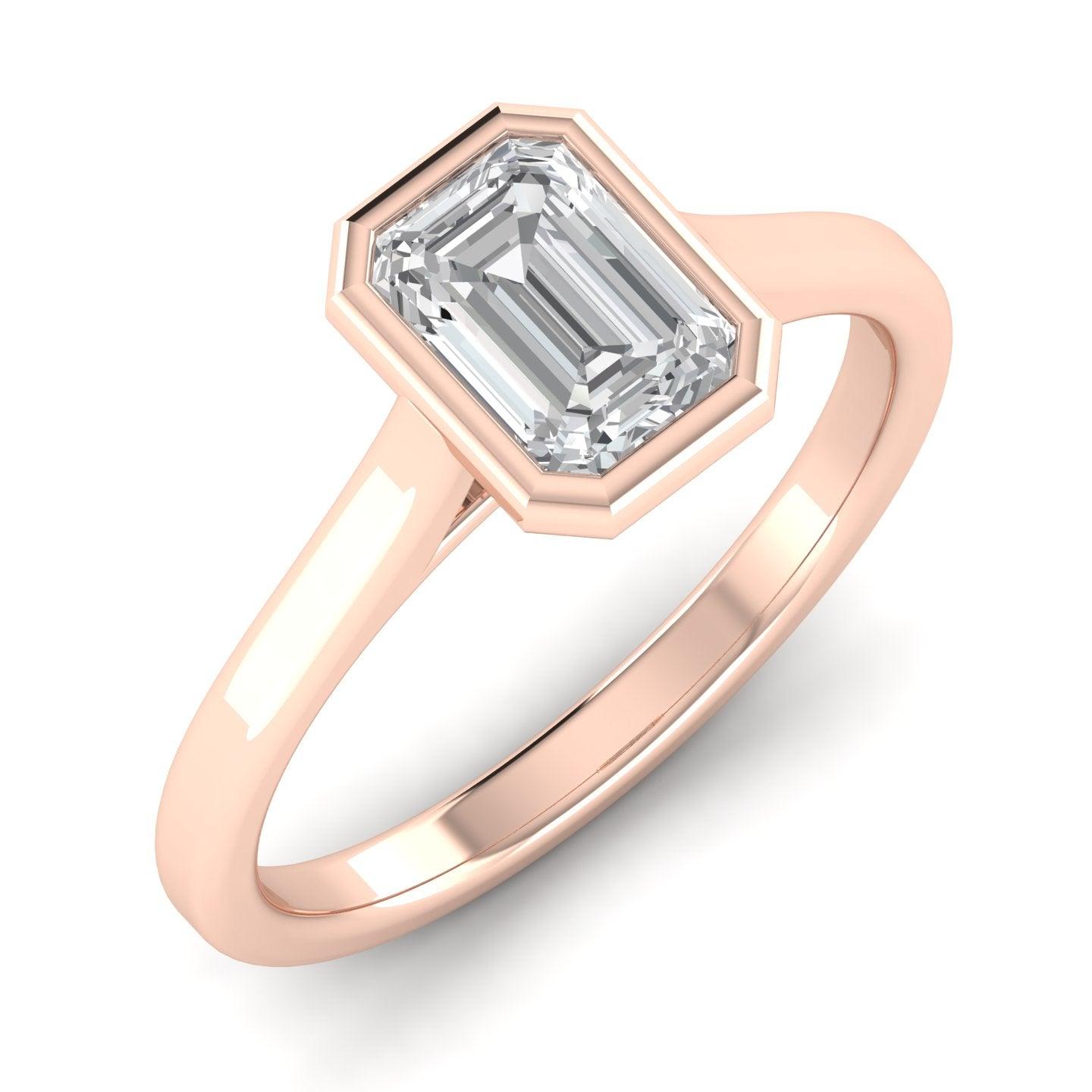 Comfort Fit Bezel Set Diamond Solitaire Engagement Ring Rose Gold