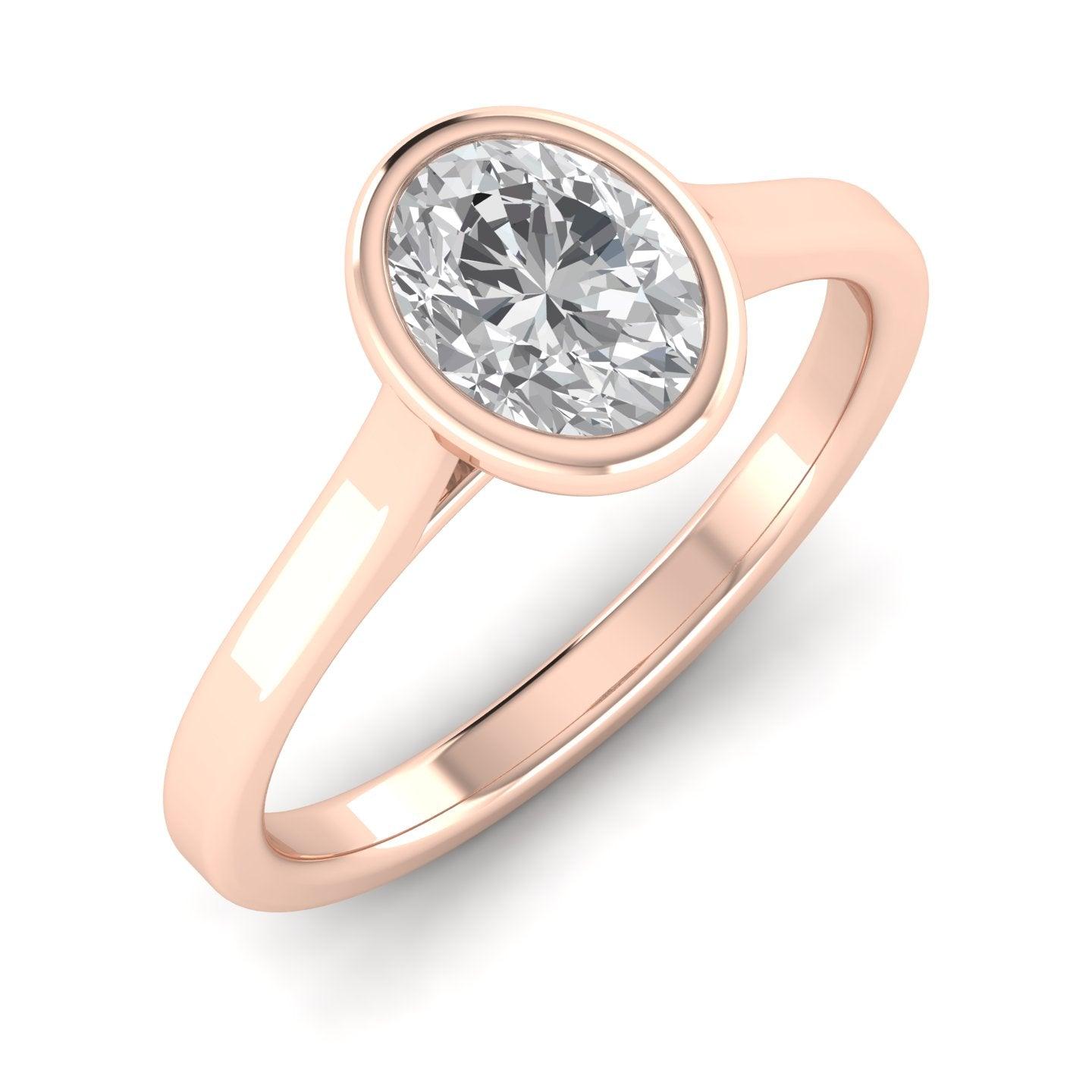 Comfort Fit Bezel Set Diamond Solitaire Engagement Ring Rose Gold