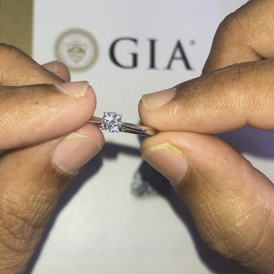 Clearance Sale ! GIA 0.30Ct-0.41Ct Round Diamond Solitaire Engagement Ring In Platinum