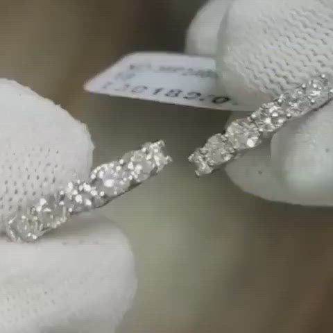 U Prong Natural Diamond Studded Hoop Earrings for women crafted In 18K Gold