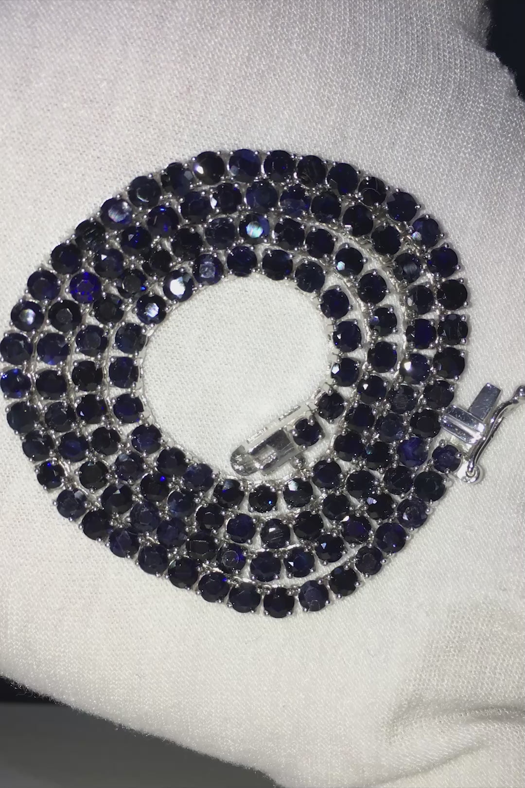 100% Natural Diamond Cut Sapphire Tennis Necklace & Bracelet- 25Ct+10Ct