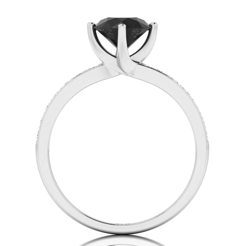 AAA Black & White Diamond Solitaire engagement Ring - 1.20 Carat