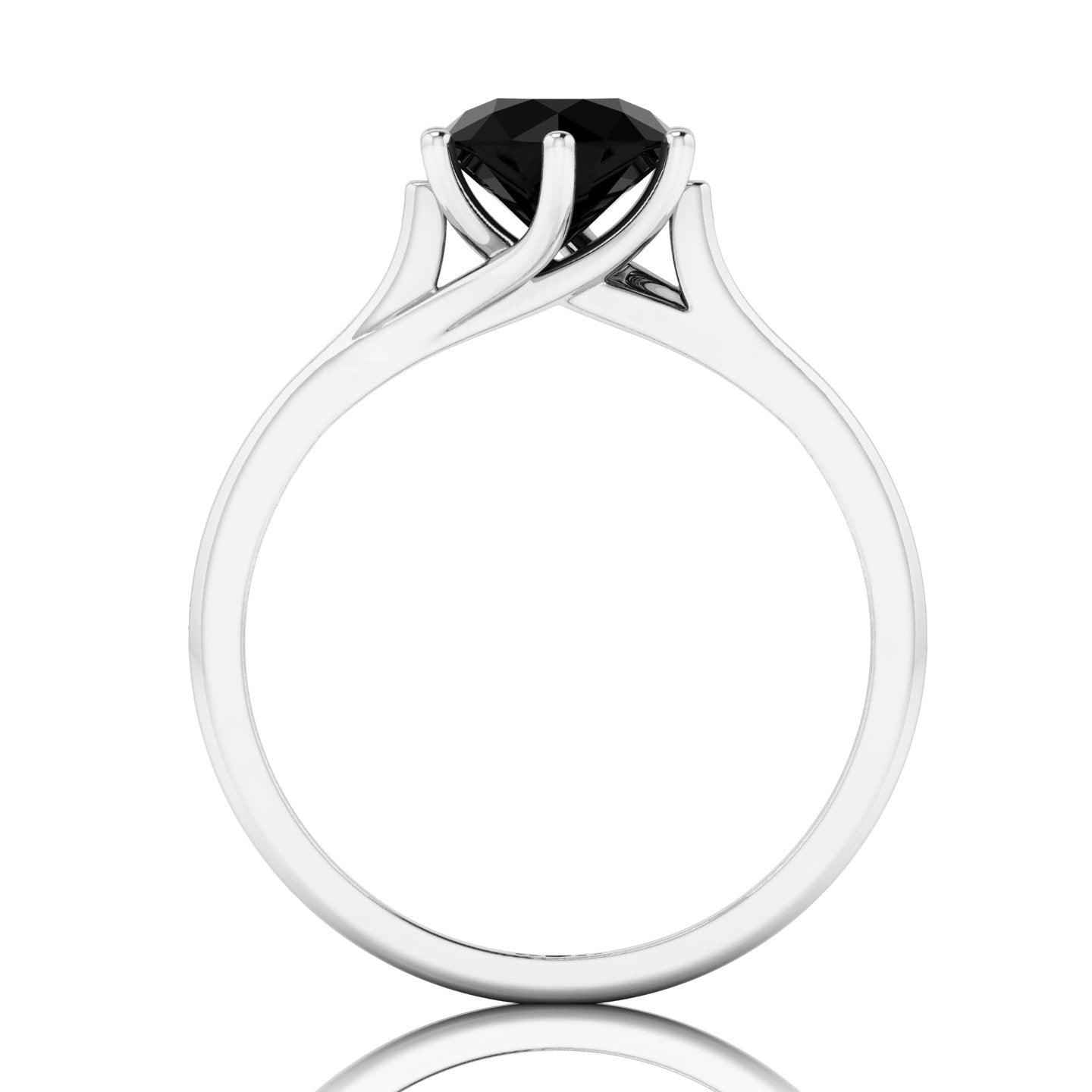 Classic AAA Black & White Diamond Channel Set Engagement Ring For Her - 1.20 Carat