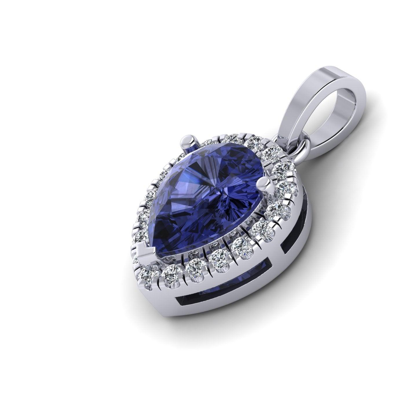 Pear Shape Tanzanite & diamond Women's Pendant - 2.00 Carat
