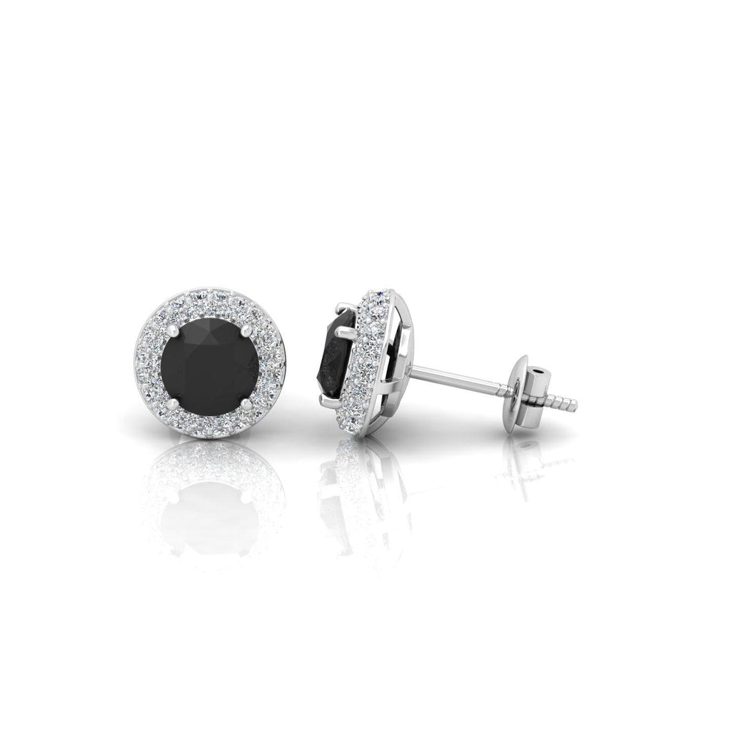 Black & White Diamond Double Halo Earrings - 1.50 Carat