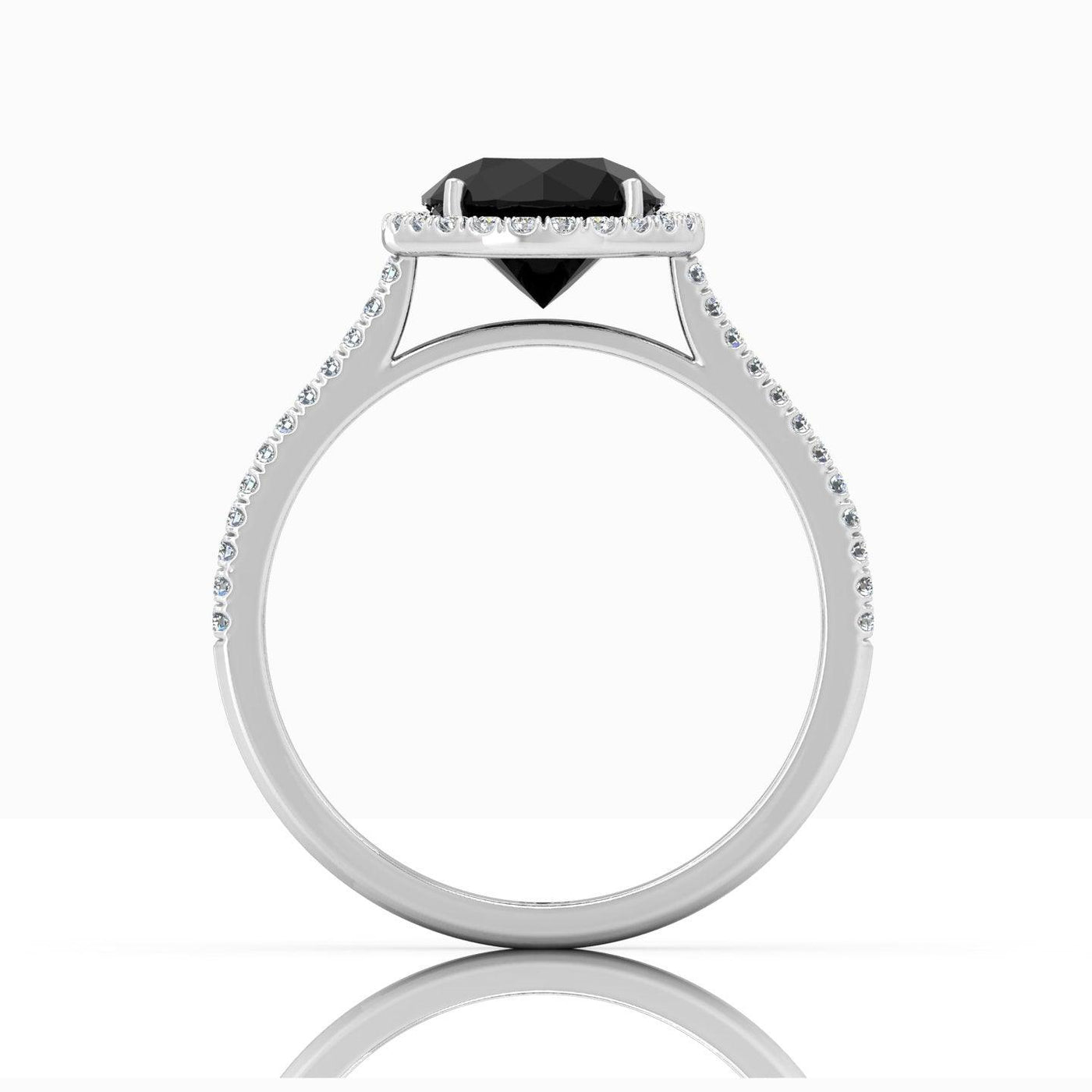 Black Diamond Halo Engagement Ring Women's Diamond Ring - 2.10 Carat