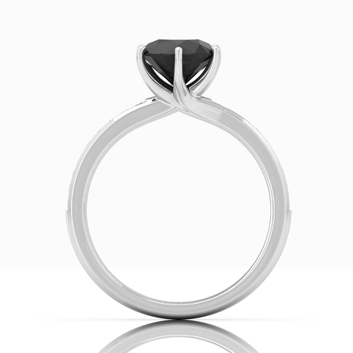 1.25 Carat Black Diamond & White Twisted Six Claw Diamond Engagement Ring