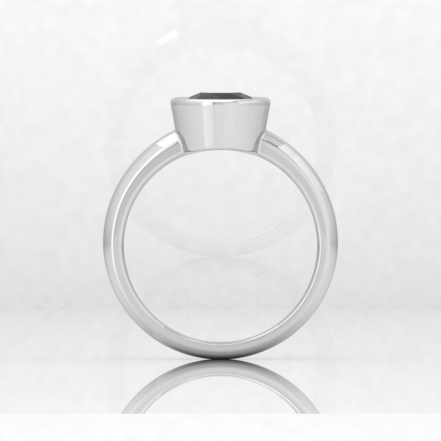 Great Offer..! Bezel Set Black Diamond Solitaire Engagement Ring - 1.00 carat