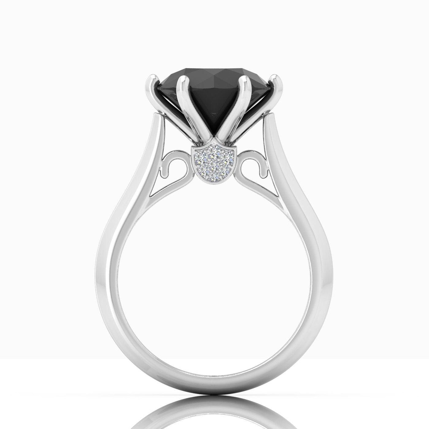 3.00 Carat AAA Huge Black Round Diamond Solitaire Engagement Ring