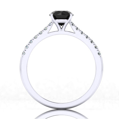 Best Seller..! 1.25CT AAA Black & White Diamond Claw Set Women's Engagement Ring