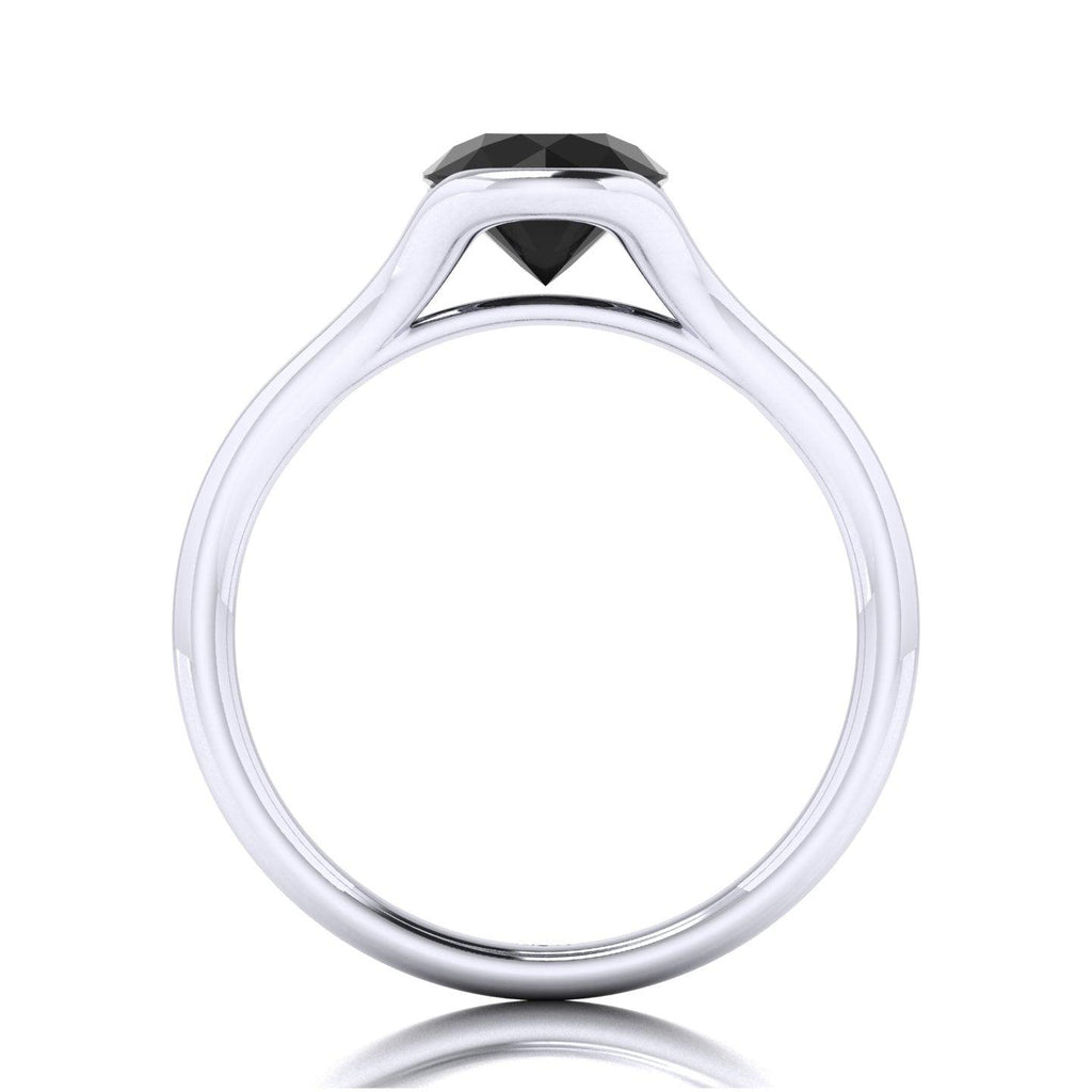 AAA Black Diamond Bezel Set Solitaire Engagement Ring - 1.00 carat