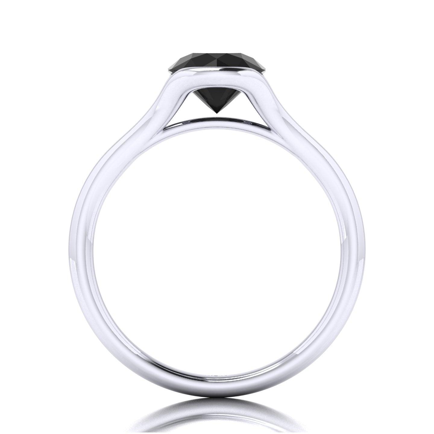 AAA Black Diamond Bezel Set Solitaire Engagement Ring - 1.00 carat