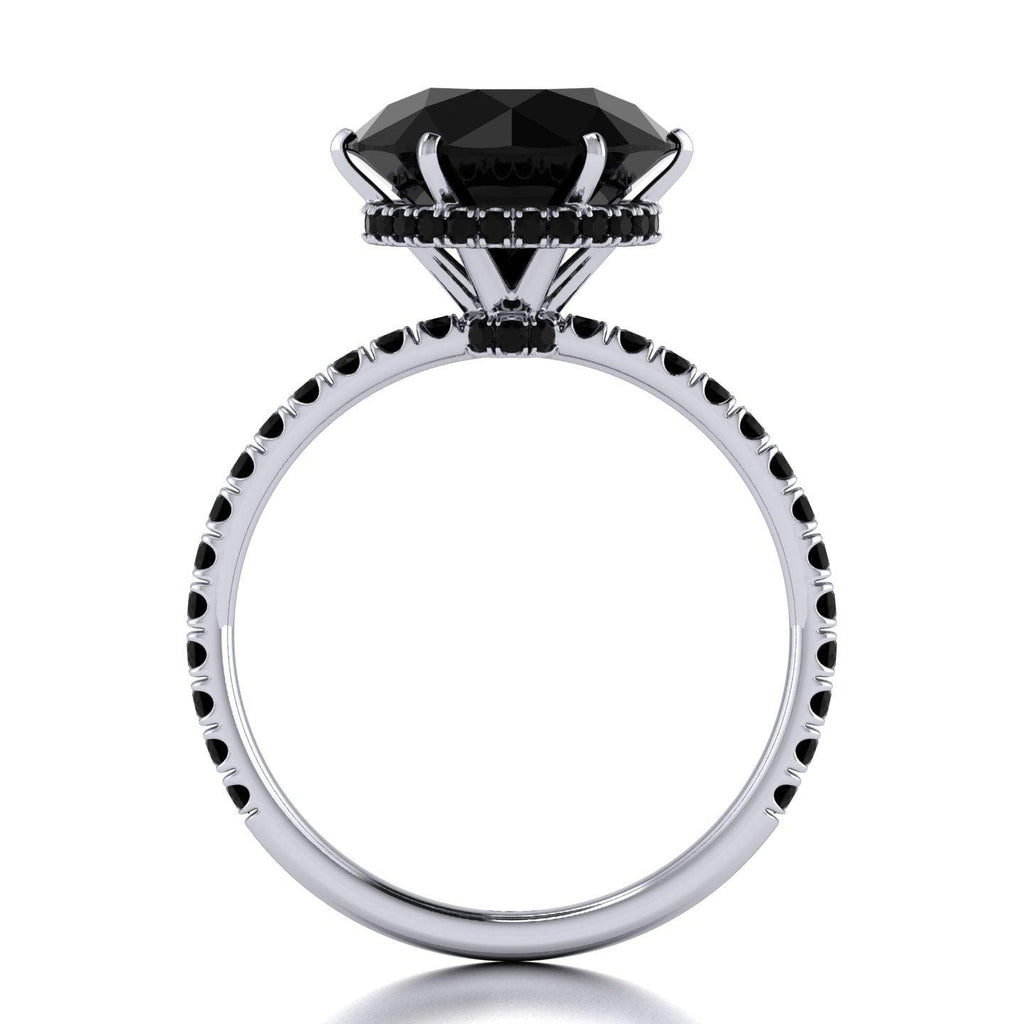 5.00 Carat Big Black Diamond Hidden Halo Engagement Ring For Women's
