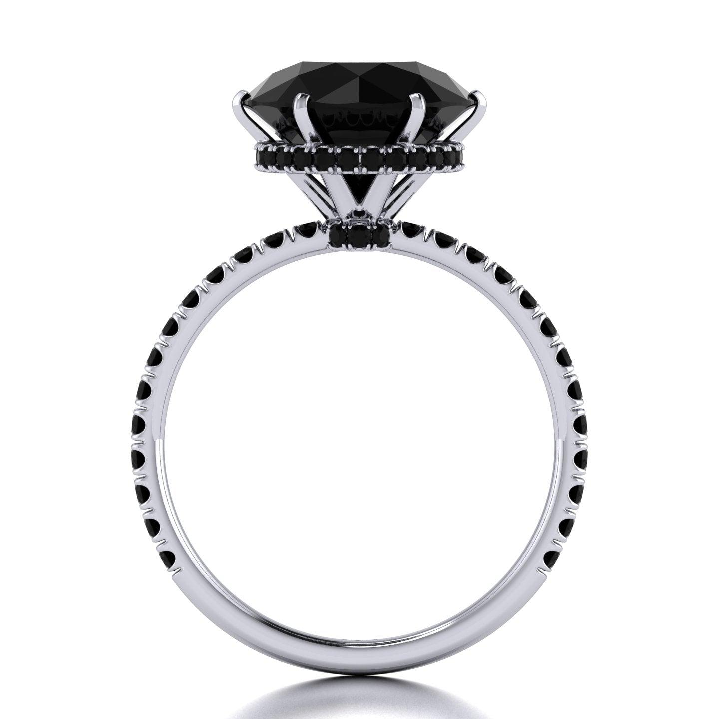 5.00 Carat Big Black Diamond Hidden Halo Engagement Ring For Women's