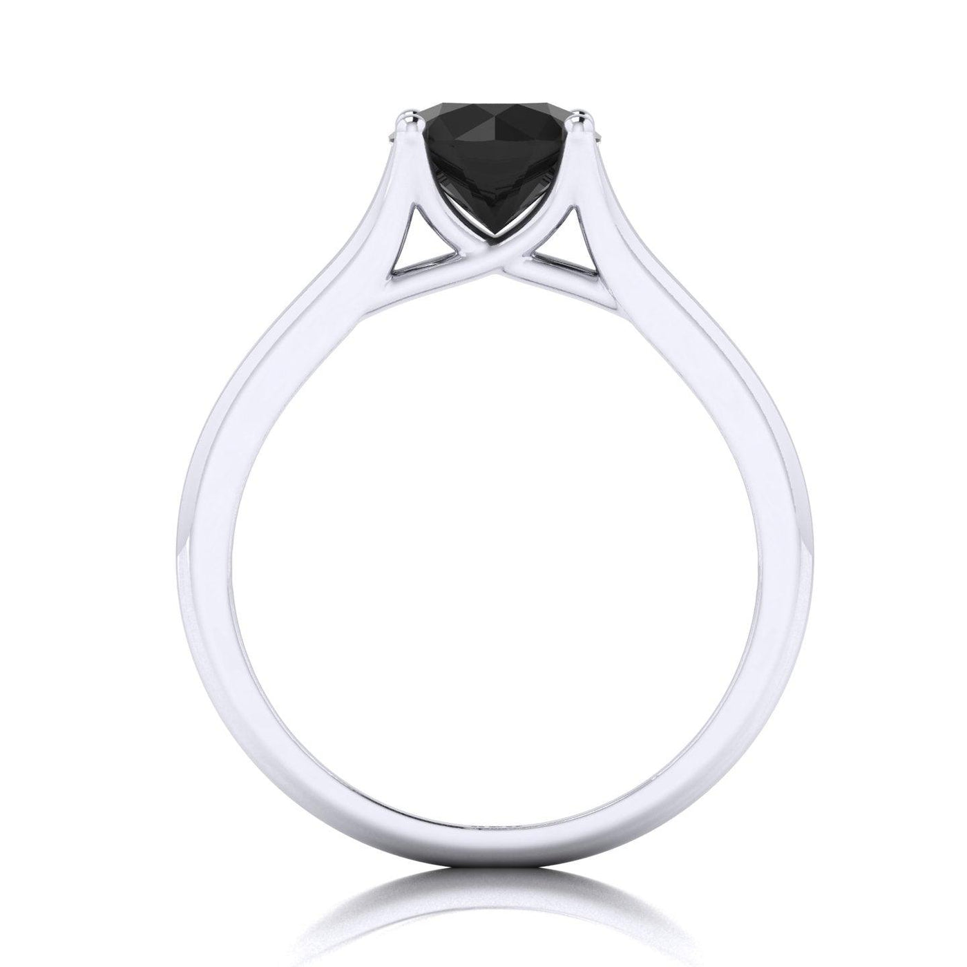 1.00 Carat AAA Black Round Diamond Claw Solitaire Engagement Ring