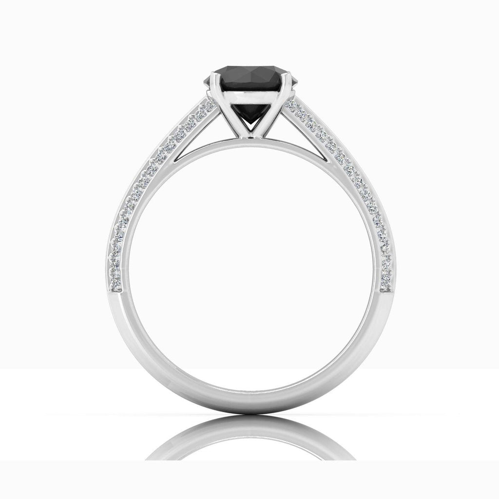 Black Diamond Engagement Ring With Shoulders 0.50 Carat F/VS Lab Grown Diamond In Variant Metal