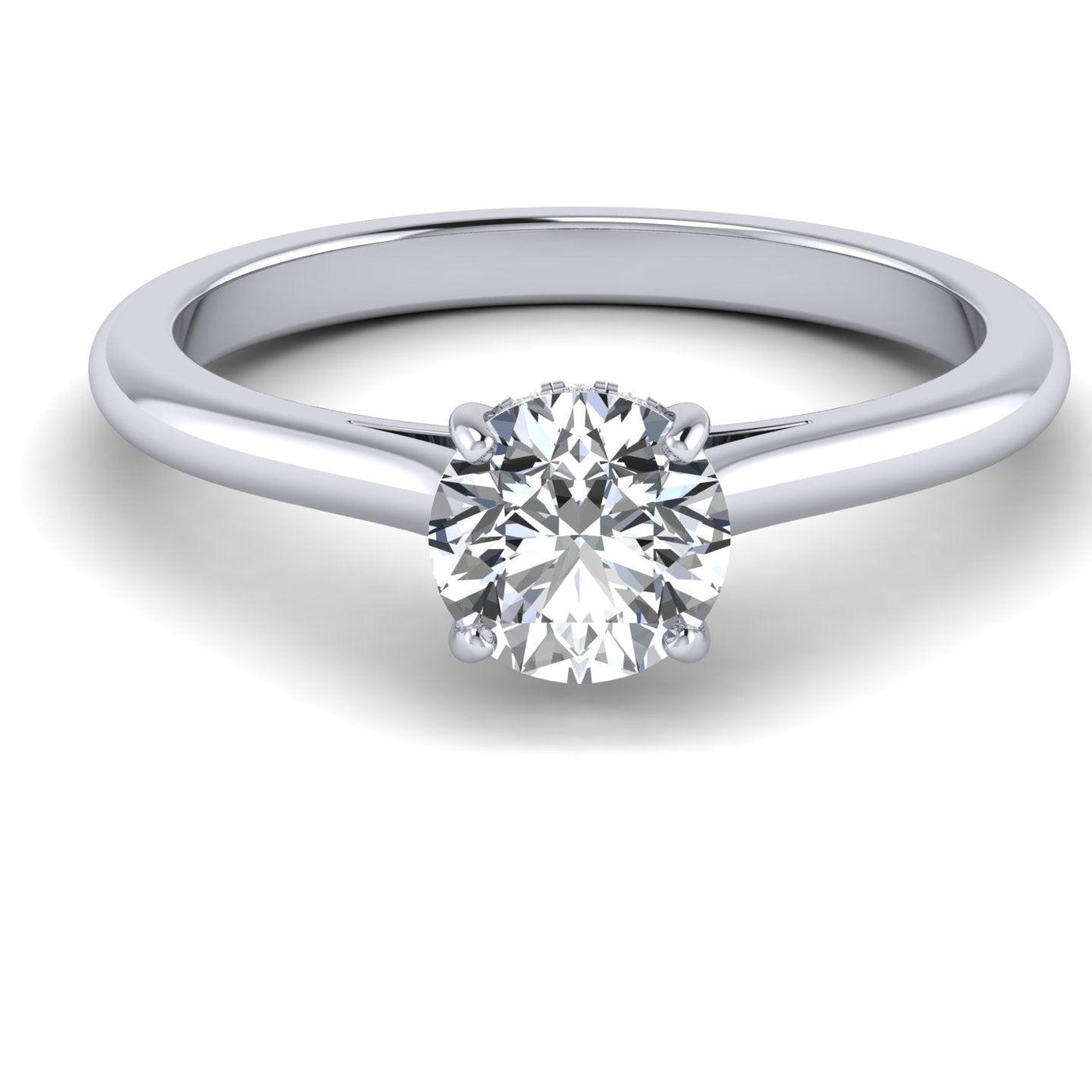 Hidden Halo - Diamond Solitaire Ring in Platinum