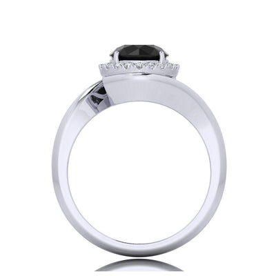 1.25 Carat Black Diamond Halo Engagement Ring For Her In Variant Metal