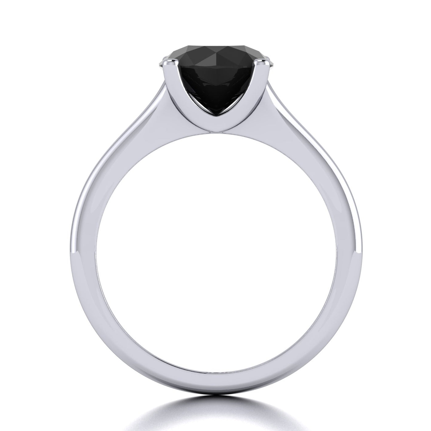 1.50CT AAA Black Round Diamond Solitaire Engagement Ring