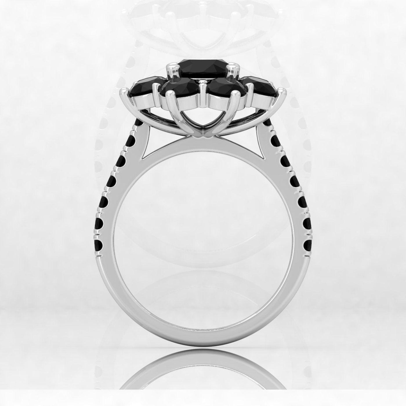 3.00 Carat AAA Black Round Diamond Cluster Engagement Ring For Women