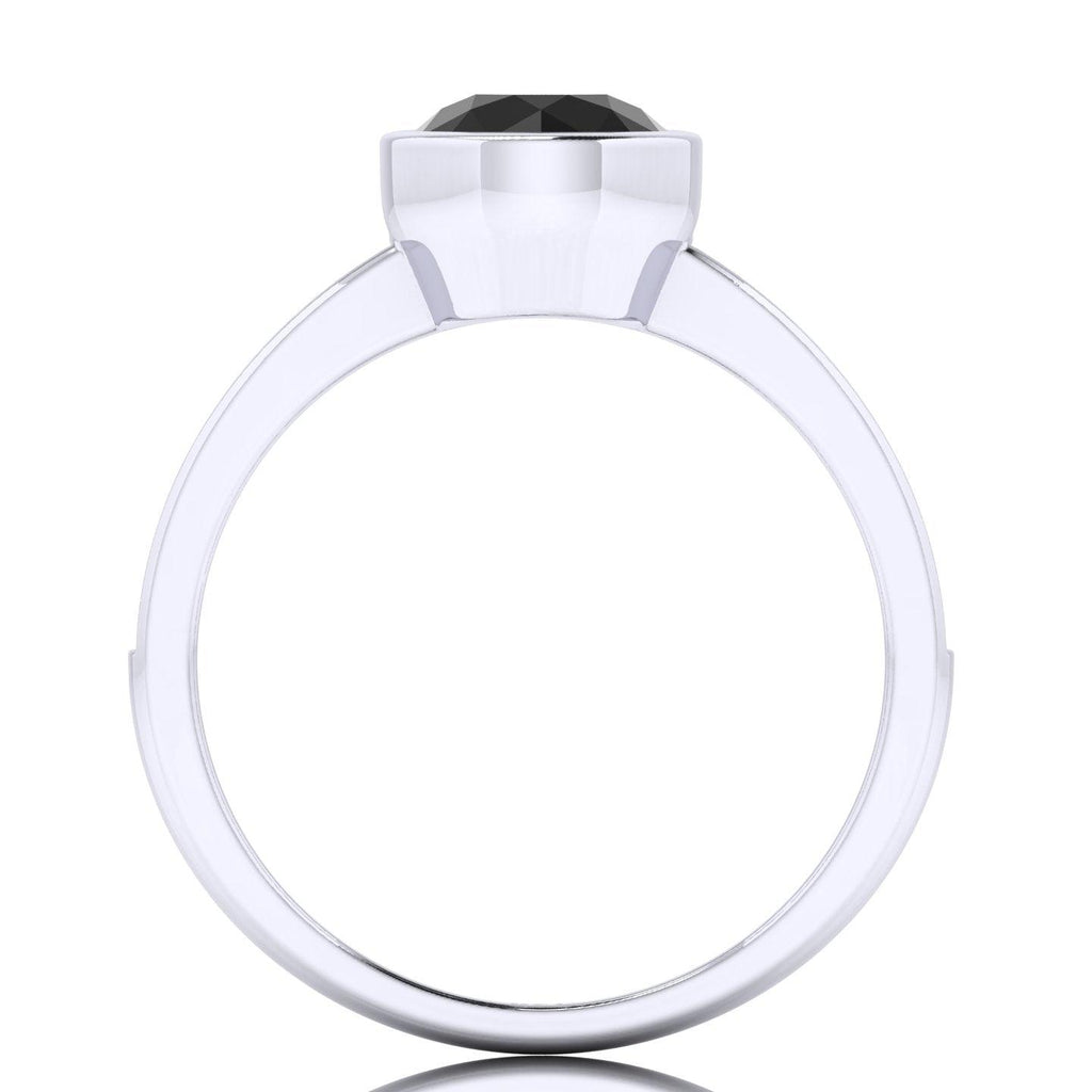 1.20 Carat Bezel Set AAA Black Diamond Solitaire engagement Ring