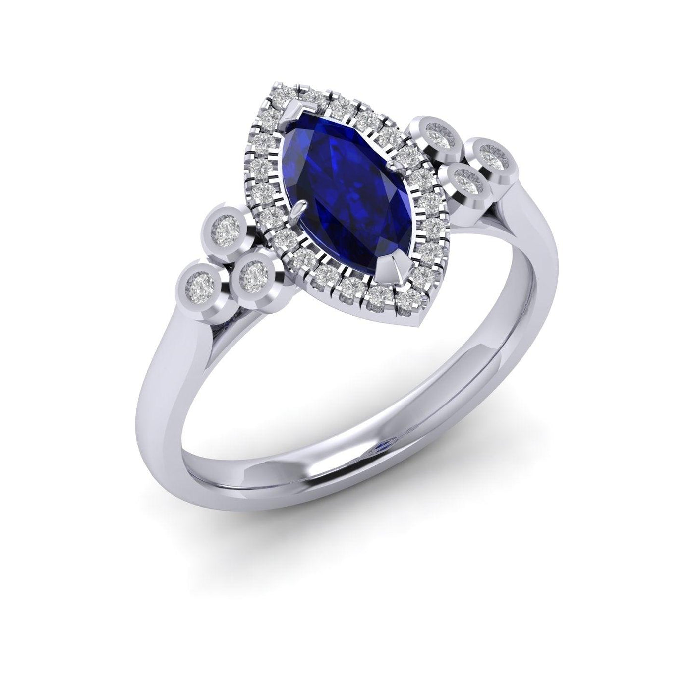 Last Piece ! 1.30Ct Tanzanite & Diamond Halo Designer Engagement Ring In Heavy Platinum