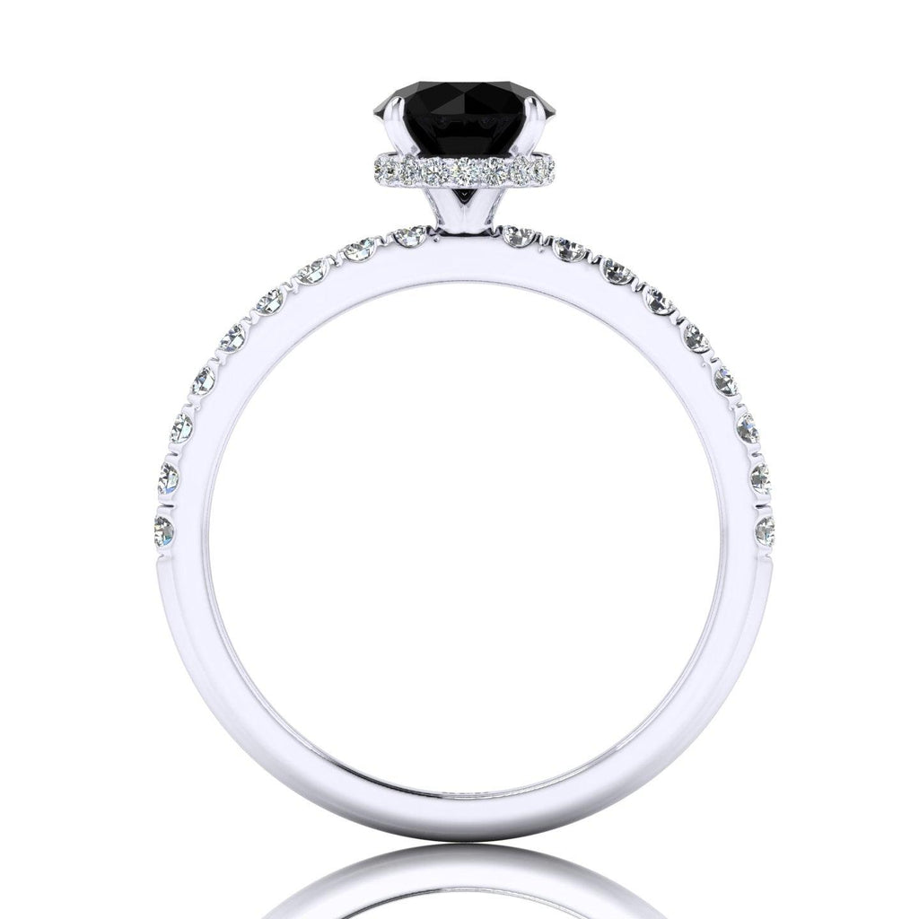 0.95 Carat Black Diamond Hidden Halo Engagement Ring Uk Hallmarked
